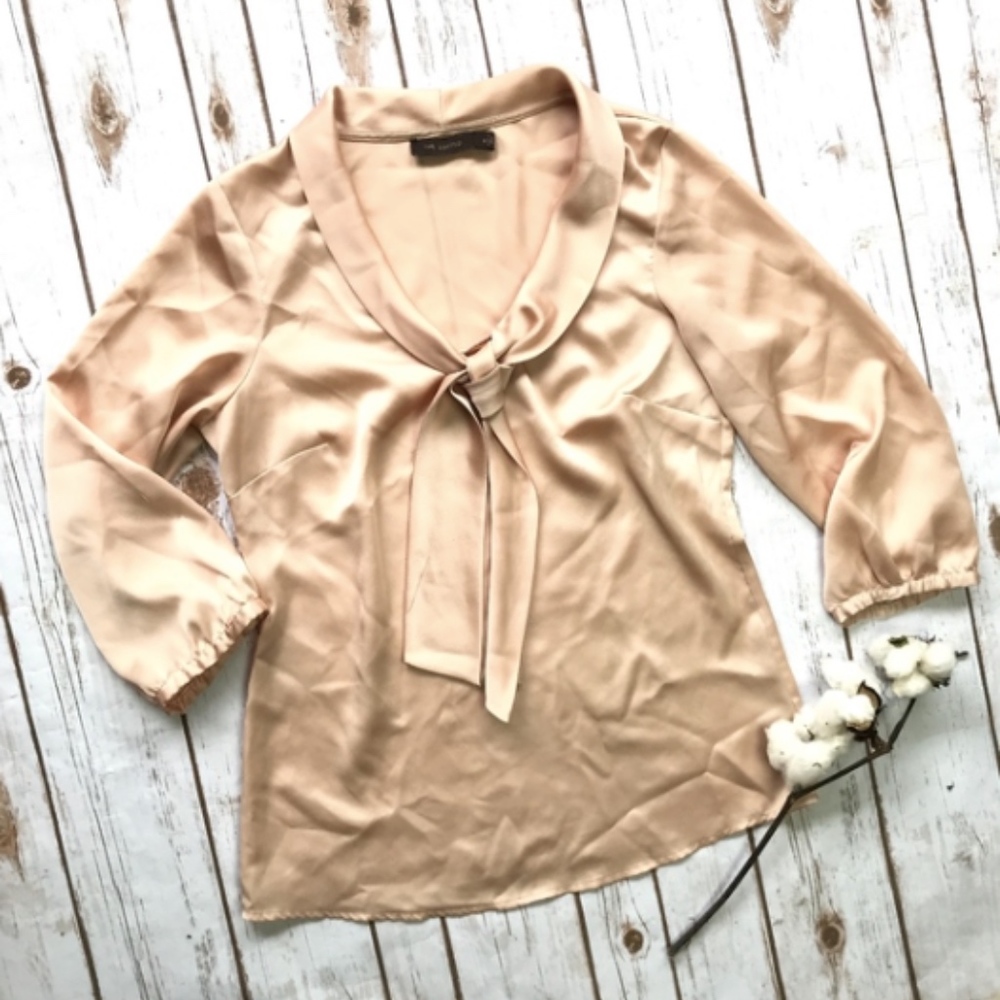 Limited Pink Blush Bow Sateen Secretary Top Small